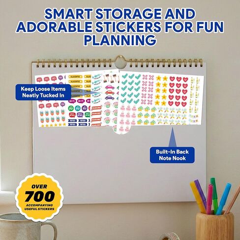 Decorably 18 Months Colorful Landscape Wall Calendar with Stickers January 2026 to June 2027, 14.5x11.5in Spring-Bound Sheets with Inspirational Quotes for Office, Home and School in Kuwait