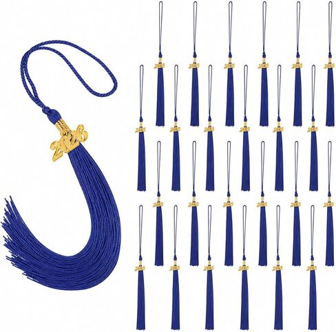 24 pcs 2026 Graduation Tassels, 9 Inch Grad Cap Tassel with Gold Charm for High School College University Graduation Ceremony Decorations (24, Blue Gold) in Kuwait