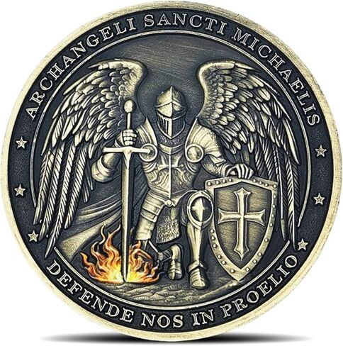 Archangel Sancti Michael Christian Challenge Coin - Defende Nos in Proelio Psalm 91:10-11 Divine Protection Coins in Kuwait