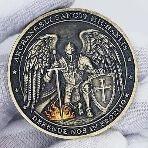 Archangel Sancti Michael Christian Challenge Coin - Defende Nos in Proelio Psalm 91:10-11 Divine Protection Coins in Kuwait