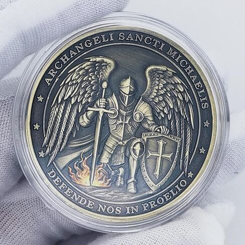 Archangel Sancti Michael Christian Challenge Coin - Defende Nos in Proelio Psalm 91:10-11 Divine Protection Coins in Kuwait