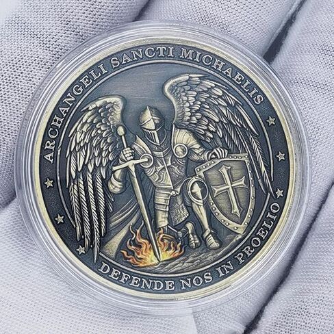 Archangel Sancti Michael Christian Challenge Coin - Defende Nos in Proelio Psalm 91:10-11 Divine Protection Coins in Kuwait