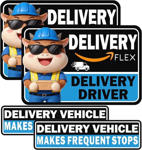 Car Magnets Flex Driver,Heavy Duty Reflective Flex Delivery Driver Car Sign,Car Magnets Rural Carrier Delivery for Cars, SUV, Trucks,Bumper Sticker 4pcs in Kuwait