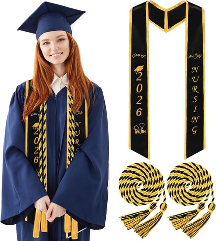 Bokon Class of 2026 Nursing Graduation Stole with Tassel Graduation Cords Sash Unisex Nurse Honor Cords in Kuwait