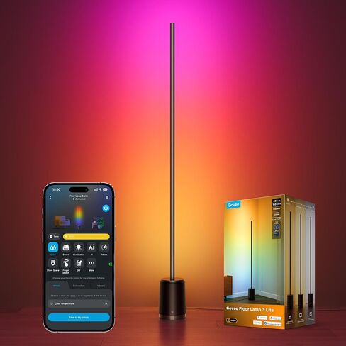 Govee Floor Lamp 3 Lite, Smart RGBIC LED Corner Lamp Compatible with Alexa, SmartThings, Matter, 1400lm Dimmable Color Changing Tall Standing Light with Music Sync for Living Room Bedroom Gaming Room in Kuwait