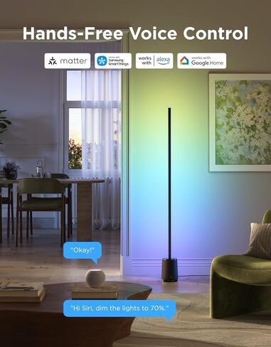 Govee Floor Lamp 3 Lite, Smart RGBIC LED Corner Lamp Compatible with Alexa, SmartThings, Matter, 1400lm Dimmable Color Changing Tall Standing Light with Music Sync for Living Room Bedroom Gaming Room in Kuwait