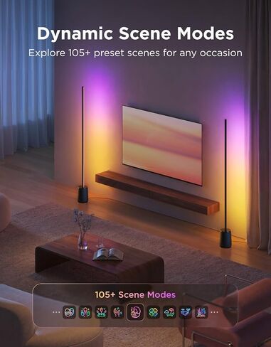 Govee Floor Lamp 3 Lite, Smart RGBIC LED Corner Lamp Compatible with Alexa, SmartThings, Matter, 1400lm Dimmable Color Changing Tall Standing Light with Music Sync for Living Room Bedroom Gaming Room in Kuwait