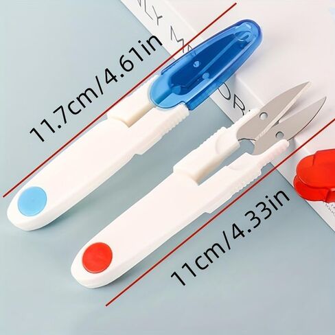 4 Pack V Shape Plastic Spring Yarn Scissors with Colored Handles, Ergonomic Thread Snips for Cross Stitch Handicraft and Precision Cutting, Handicraft Tool Essential in Kuwait
