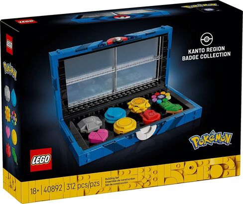 LEGO Pokémon Kanto Region Badge Collection – 312-Piece Display Case with 8 Gym Badges, Collectible Video Game Memorabilia Gift for Adults – 40892 in Kuwait