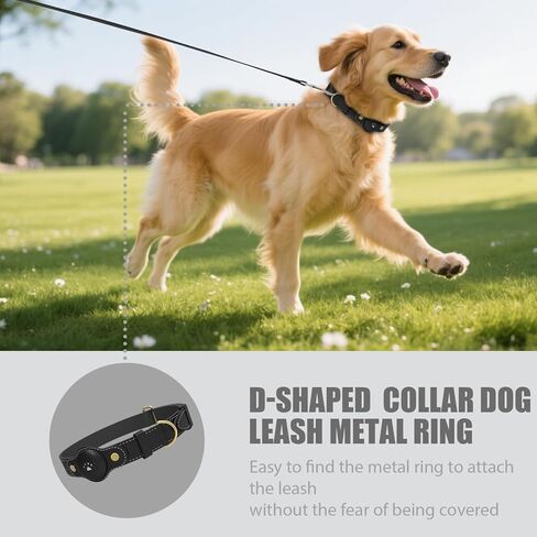 Adjustable AirTag Dog Collar – Waterproof Nylon Pet Collar with Built-in Air Tag Holder and D-Ring Leash Attachment Comfortable Padded, Heavy Duty Dog Collars – Fits Medium Large Dogs(Black) in Saudi Arabia