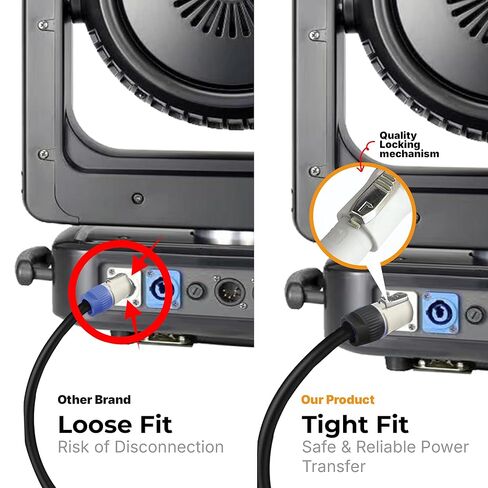 كابل Rasha Professional Power Jumper - Powercon-to-Powercon، 3 أسلاك 14AWG، مقاوم لدرجة الحرارة العالية/الضغط (+105 درجة فهرنهايت)، ضمان لمدة عامين، مناسب تمامًا للاتصال الآمن (عبوة من 4 قطع، 10 أقدام) in Kuwait