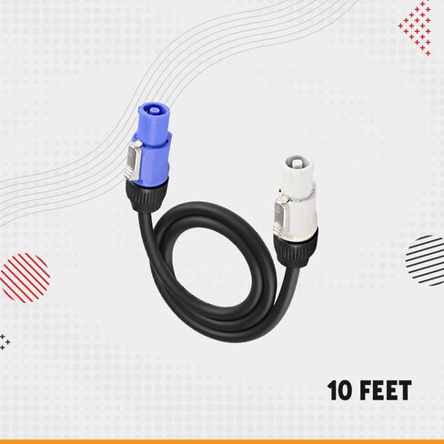 كابل Rasha Professional Power Jumper - Powercon-to-Powercon، 3 أسلاك 14AWG، مقاوم لدرجة الحرارة العالية/الضغط (+105 درجة فهرنهايت)، ضمان لمدة عامين، مناسب تمامًا للاتصال الآمن (عبوة من 4 قطع، 10 أقدام) in Kuwait