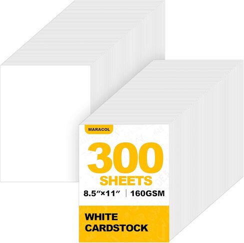 White Cardstock 8.5" x 11", 300 Sheets Heavyweight Card Stock Thick Printer Copy Paper, 110lb Premium Index Paper White Cardstock Bulk for Office, Printing, Copying, Drawing, DIY Crafts, Invitations in Kuwait