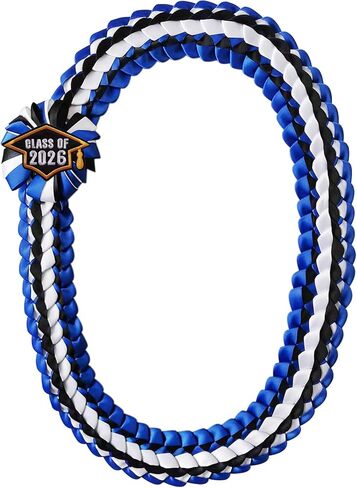 Graduation Leis 2026 Money Ribbon Leis for Graduation 48inch Handmade Graduation Necklace Double Braided Grad Lei for Wen and Women Grad Party Supplies,Green White and Black in Kuwait