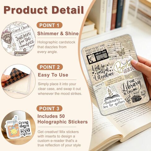 14 قطعة من بطاقات الإدخال لـ Kindle Paperwhite 11-12th وKindle Colorsoft Signature Edition، 50 قطعة من الملصقات وإدراج القارئ الإلكتروني لملحقات Kindle Paperwhite لحافظة Kindle الشفافة مقاس 6.9 بوصة × 4.8 بوصة، باللون القهوة in Kuwait
