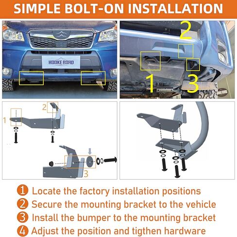 Hooke Road Forester Rally Light Bar Front Bumper Guard for Subaru Forester 2014 2015 2016 2017 2018, 4 Light Tabs, Nugde Bull Bar - No Drill Installation in Kuwait