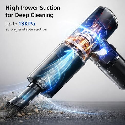 Handheld Vacuum Cordless with 13KPa High Power Suction, Portable Hand Vacuum for Car & Home, 3-Speed Control, USB-C Rechargeable Mini Vacuum Cleaner, Washable HEPA Filter, 30-Min Runtime in Kuwait