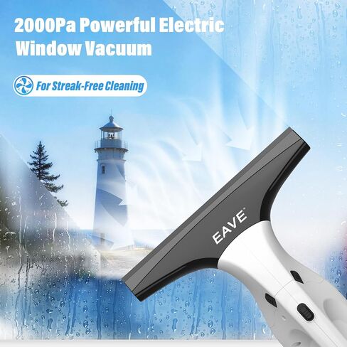 Eave Window ممسحة كهربائية لاسلكية، مجموعة تنظيف النوافذ الكهربائية مع شفرات ممسحة 11 بوصة و6.7 بوصة، ممسحة فراغ 2000Pa مع عمر بطارية 45 دقيقة وخزان مياه 270 مل، مناسبة للنوافذ والمرايا in Kuwait