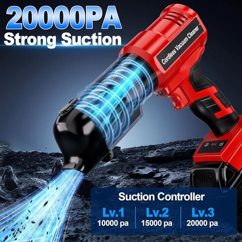 Cordless Handheld Vacuum Cleaner for Milwaukee 18V Battery: 3-Speed Modes Portable Vacuum with 20kPa 105AW Powerful Suction for Car, Pet Hair, Home Cleaning (Tool Only) in Kuwait