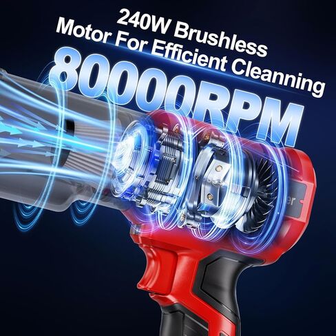 Cordless Handheld Vacuum Cleaner for Milwaukee 18V Battery: 3-Speed Modes Portable Vacuum with 20kPa 105AW Powerful Suction for Car, Pet Hair, Home Cleaning (Tool Only) in Kuwait