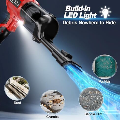 Cordless Handheld Vacuum Cleaner for Milwaukee 18V Battery: 3-Speed Modes Portable Vacuum with 20kPa 105AW Powerful Suction for Car, Pet Hair, Home Cleaning (Tool Only) in Kuwait