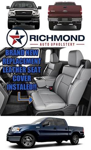 Richmond Auto Upholstery - Driver Side Bottom Replacement Leather Seat Cover, Gray Compatible with 2004-2008 Ford F-150 XLT in Kuwait