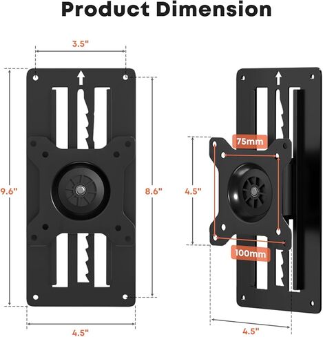 PUTORSEN Premium Height Adjustable Monitor Wall Mount up to 35 inch Ultrawide Screens, Low Profile VESA Wall Mount Monitor Holds up to 22lbs, Full Motion Computer Monitor Mount Wall, VESA 75/100,Black in Saudi Arabia