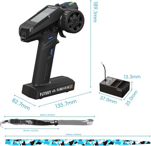 Flysky FS-MG11 2.4GHz 11CH Radio Transmitter with FS-R11P Receiver, IBUS 2A-BS Protocol Remote Controller with Receiver for RC Car Boat in Kuwait