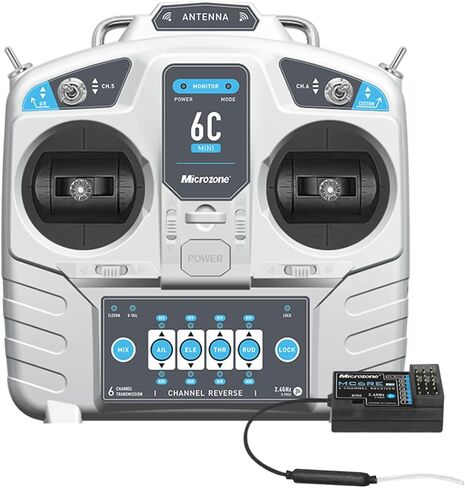 GoolRC Microzone MC6C 2.4GHz 6CH Remote Controller Mode 1 Transmitter and MC6RE Receiver Radio System for RC Airplane Drone Multirotor Helicopter Car Boat 6CH Receiver in Kuwait