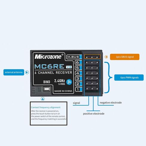 GoolRC Microzone MC6C 2.4GHz 6CH Remote Controller Mode 1 Transmitter and MC6RE Receiver Radio System for RC Airplane Drone Multirotor Helicopter Car Boat 6CH Receiver in Kuwait