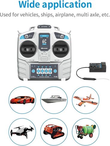 GoolRC Microzone MC6C 2.4GHz 6CH Remote Controller Mode 1 Transmitter and MC6RE Receiver Radio System for RC Airplane Drone Multirotor Helicopter Car Boat 6CH Receiver in Kuwait