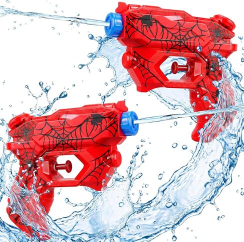 Arrowbash 2 Pack Spider Water Guns for Kids Mini Long Range Pistol Super Water Toy Blaster for Boys Girls Toddlers Plastic Small Toys Outdoor Swimming Pool Beach Party Favors (Red) in Kuwait