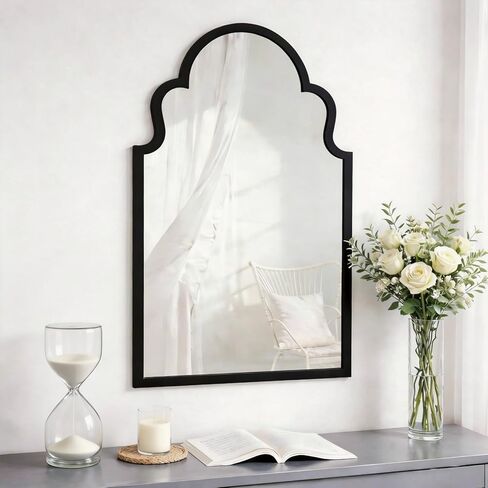 NXHOME Metal-Frame Accent Wall Mirror - Decorative Mirror Black Vanity Wall Mounted Mirror for Bathroom Living Room Bedroom 35.5×21.7 in in Saudi Arabia