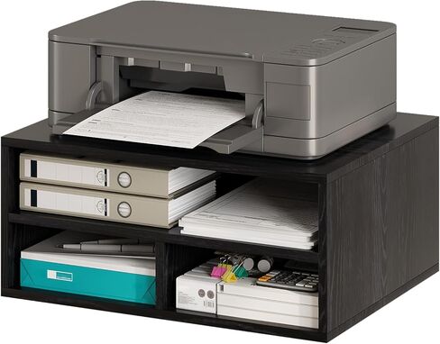 Desktop Printer Table with Storage, 2 Tier Printer Stand for Desk, Desk Organizers and Accessories for Home Office, Black in Kuwait