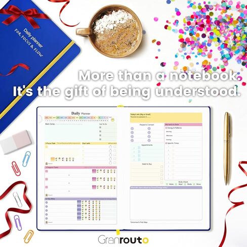 ADHD Planner for Adults – Undated Daily Executive Function Planner with Energy Task Management & Focus Tools, GRANROUTO B5 Hardcover Productivity Journal, Time Blindness & Neurodivergent Organizer in Kuwait