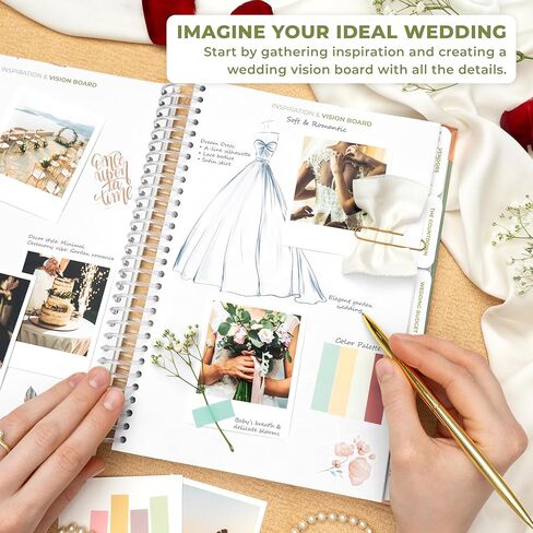 Clever Fox Wedding Planner Book and Organizer – Guided Wedding Planning Journal & Bridal Notebook with Tips & Checklists – Engagement Gifts for Bride or Engaged Couple (Green, White Foil) in Kuwait