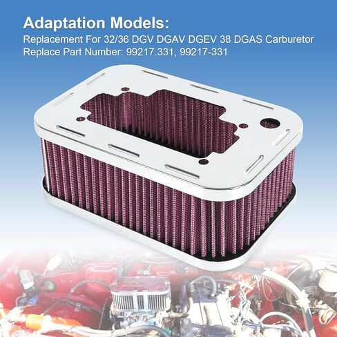 Air Filter Assembly Replacement For 32/36 DGV DGAV DGEV 38 DGAS Carburetor Washable, Replace 99217.331, 99217-331 in Kuwait