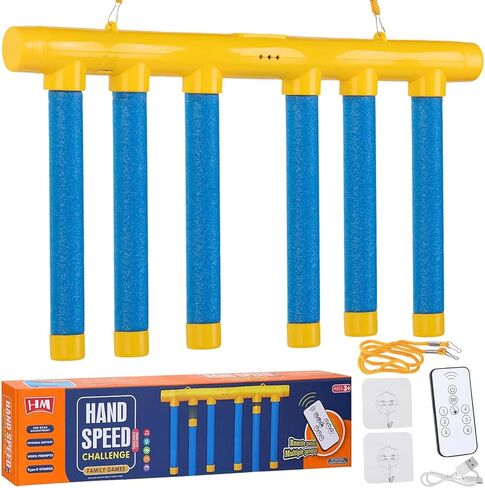 لعبة Reflex Drop Sticks، 6 أوضاع و3 سرعات لعبة تدريب التنسيق بين اليد والعين، لعبة تفاعلية ممتعة للإمساك بالعصي المتساقطة للأطفال والكبار والرياضيين، هدية حسية للعلوم والتكنولوجيا والهندسة والرياضيات، (أصفر أزرق) in Kuwait