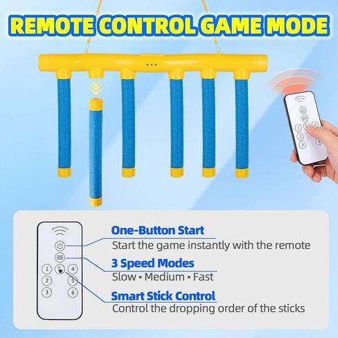 لعبة Reflex Drop Sticks، 6 أوضاع و3 سرعات لعبة تدريب التنسيق بين اليد والعين، لعبة تفاعلية ممتعة للإمساك بالعصي المتساقطة للأطفال والكبار والرياضيين، هدية حسية للعلوم والتكنولوجيا والهندسة والرياضيات، (أصفر أزرق) in Kuwait