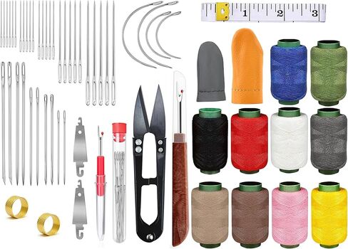 61PCS Big Eye Steel Sewing Tool Set, Needle and Thread Kit, Threader and Needle Repair Kit Stainless Steel Needles for Hand Sewing in Kuwait