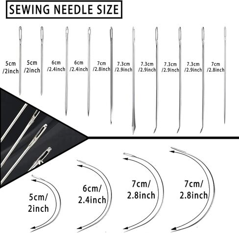 61PCS Big Eye Steel Sewing Tool Set, Needle and Thread Kit, Threader and Needle Repair Kit Stainless Steel Needles for Hand Sewing in Kuwait