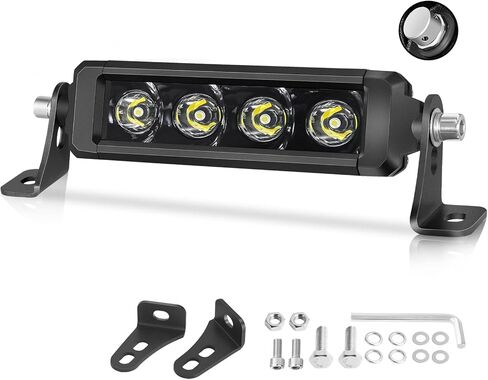 OFFROADTOWN 8 Inch Single Row LED Light Bar 60W 3D Spot Off Road Driving Light Ultra Slim Thin LED Bar Waterproof Work Fog Lights for Trucks UTV ATV Motorcycle Dirt Bike in Kuwait