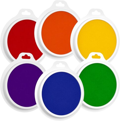 Zeustbonwe 6 Pcs 7-inch Large Washable Ink pad,Rainbow Stamp pad, Suitable for Hand and Foot Print Art,Children's Art Creation, and Scrapbooking,Paper Crafts,Leave a Mark on the Baby's Growth in Kuwait