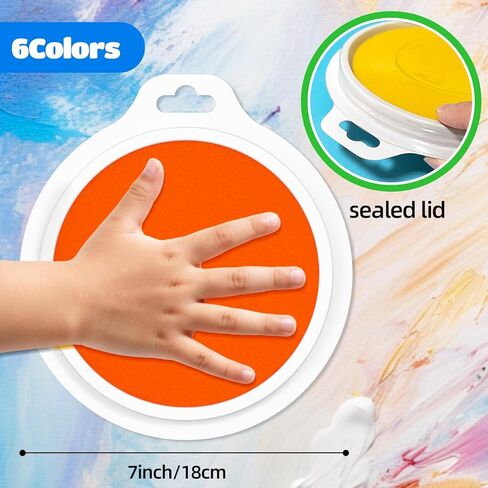 Zeustbonwe 6 Pcs 7-inch Large Washable Ink pad,Rainbow Stamp pad, Suitable for Hand and Foot Print Art,Children's Art Creation, and Scrapbooking,Paper Crafts,Leave a Mark on the Baby's Growth in Kuwait