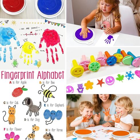 Zeustbonwe 6 Pcs 7-inch Large Washable Ink pad,Rainbow Stamp pad, Suitable for Hand and Foot Print Art,Children's Art Creation, and Scrapbooking,Paper Crafts,Leave a Mark on the Baby's Growth in Kuwait