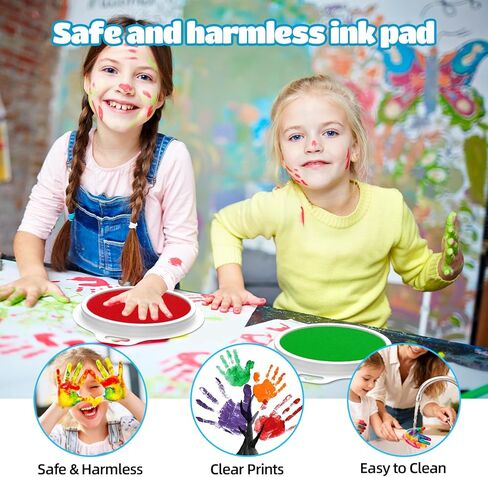 Zeustbonwe 6 Pcs 7-inch Large Washable Ink pad,Rainbow Stamp pad, Suitable for Hand and Foot Print Art,Children's Art Creation, and Scrapbooking,Paper Crafts,Leave a Mark on the Baby's Growth in Kuwait