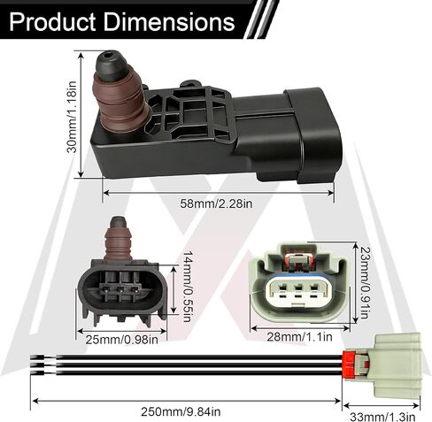 13502903 Fuel Tank Pressure Sensor with Wiring Harness Compatible with Buick Chevy Impala Silverado Equinox Cobalt Cadillac GMC Hummer Pontiac Replaces 13502510/160073-3106/160073-3102 in Kuwait