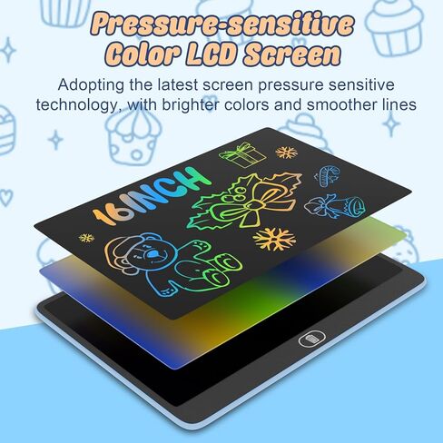 LCD Writing Tablet, 2PCS 16 Inch Colorful Drawing Pad for Kids, Eye Protection Drawing Pads with Lock & Erase FUNC, Birthday and Christmas Gifts for 3 4 5 6 7 8 Year Old Girls Boys in Kuwait