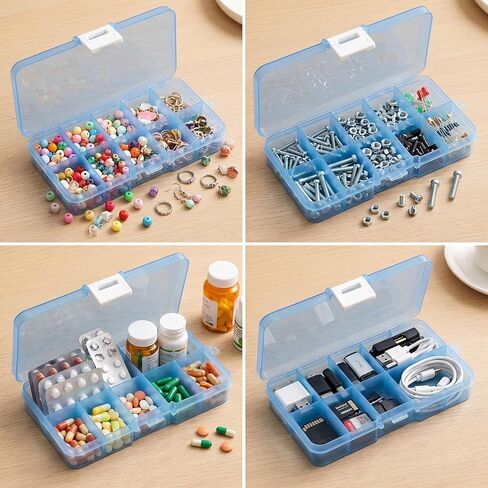 4 Pack 40-Grid Plastic Storage Organizer Boxes, Waterproof Stackable Case for Jewelry, Crafts, Nails, Hardware & Fishing Tackle in Kuwait