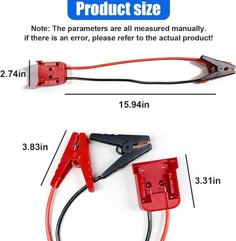كابلات القفز Craedli 2FT 8AWG مع مشابك التمساح، مشابك بداية سلك السيليكون المقاومة للحرارة متوافقة مع بطارية M18 18V، كابل معزز للسيارات لبطارية أداة بدء التشغيل (أحمر) in Kuwait